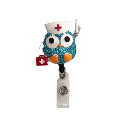 Rhinestone Owl Badge Reel