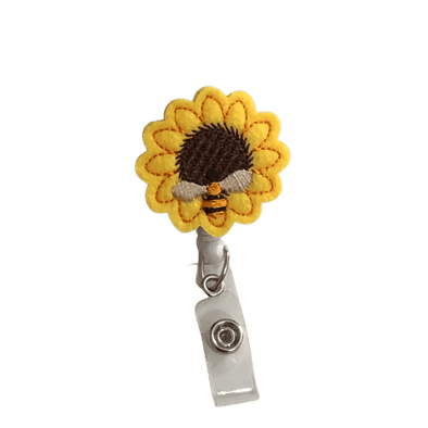 Sunflower with Bee Badge Reel